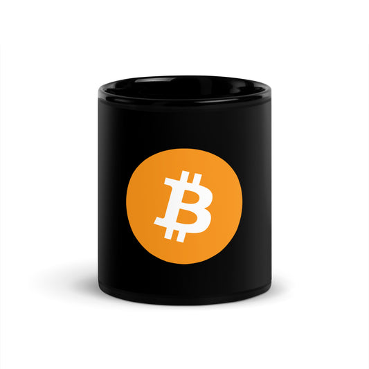 BTC Black Glossy Mug | Cryptocurrency Coffee Mug for Crypto Enthusiasts